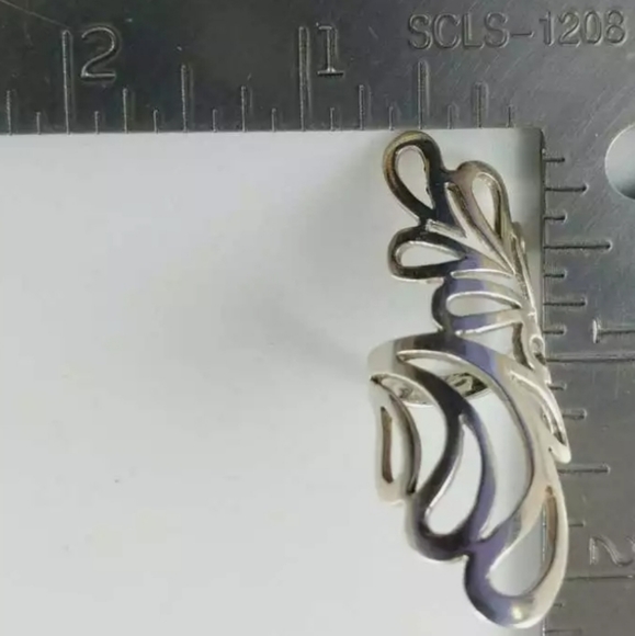 Scroll sterling silver ring. .925 laser cut ring. Long. VINTAGE EXCELLENT - Picture 9 of 14